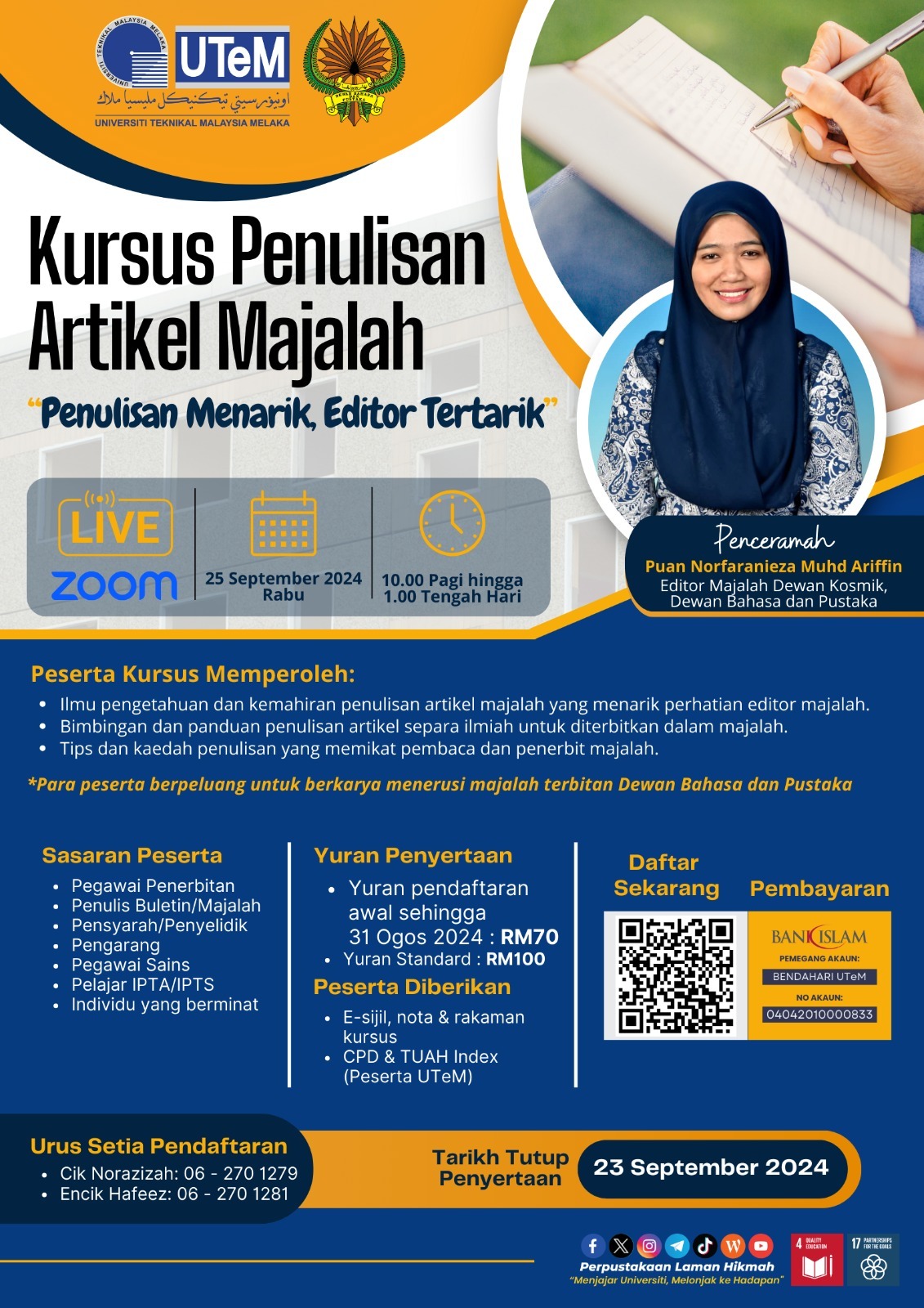 KURSUS PENULISAN ARTIKEL MAJALAH :PENULISAN MENARIK, EDITOR TERTARIK. 